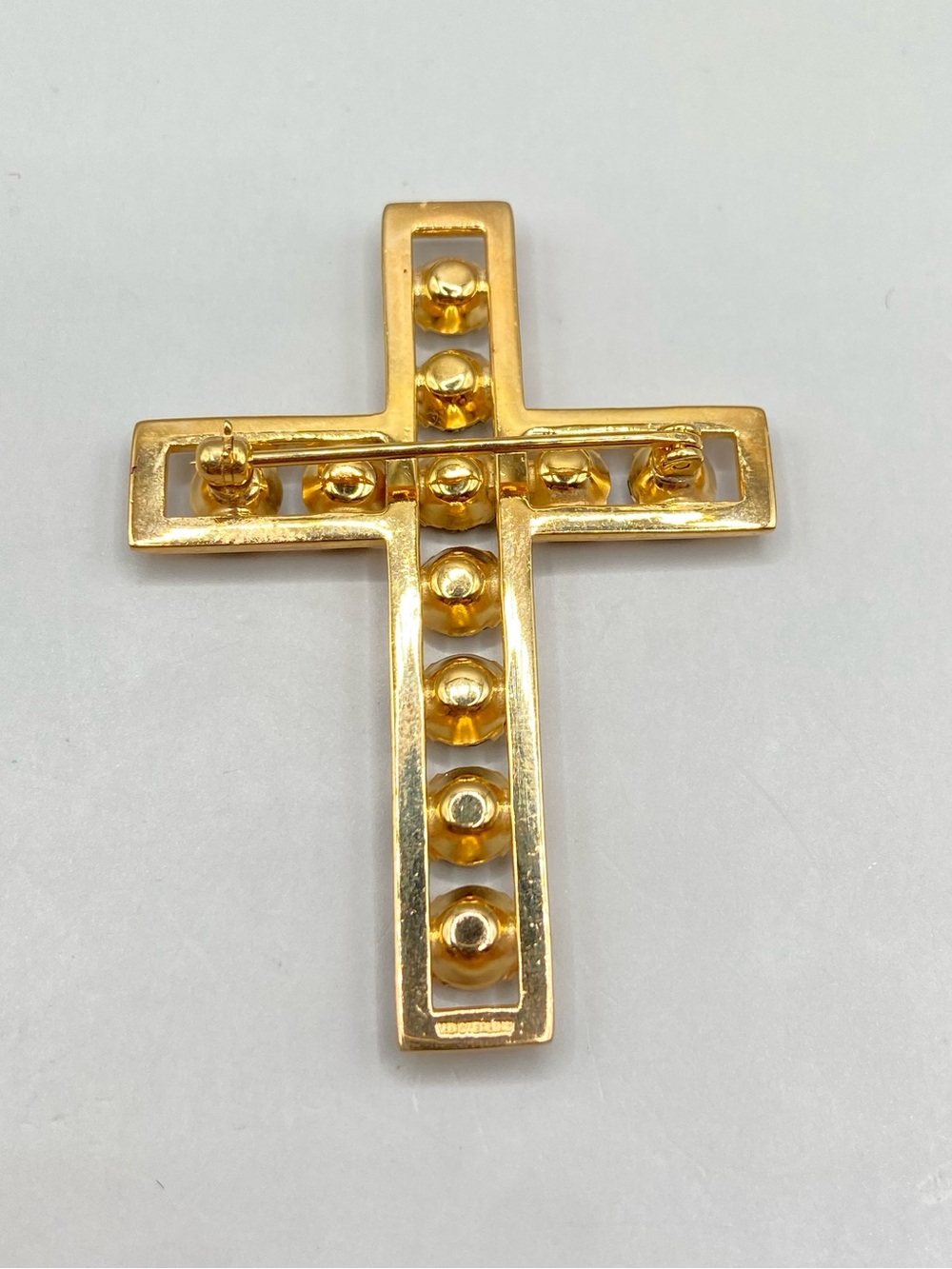 Vintage Van Dell Gold Plated Rhinestone Cross Brooch Pin - Picture 4 of 6